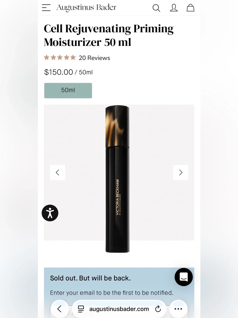 $150 Victoria Beckham by Augustinus Bader Cell Rejuvenating Priming Moisturizer
